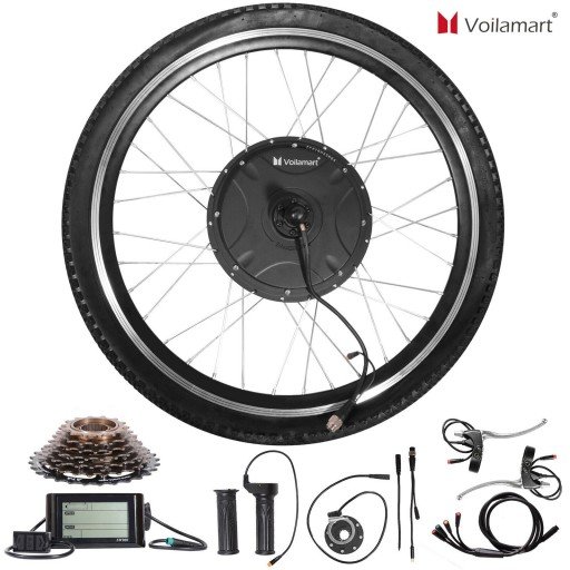 Voilamart 26" Rear Wheel Electric Bicycle Conversion Kit, 48V 1500W E-bike Motor Kit LCD Display, Built-In Programmable Controller PAS System, 750W Power Limited Road Bike