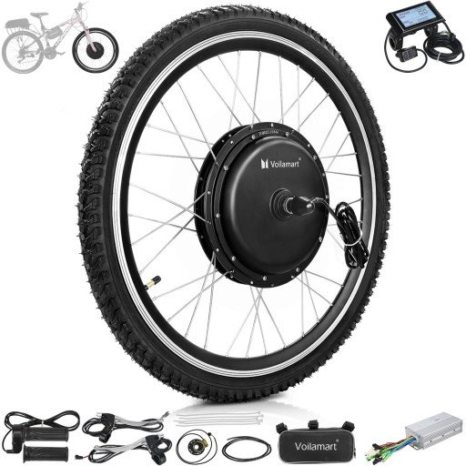 Voilamart 24IN Ebike Conversion Kit w LCD 48V 1000W Electric Bicycle 100mm Front Hub Motor Wheel Kit with PAS 750W Restricted E Bike Kit (24IN 100mm Front Hub Motor Wheel w LCD)