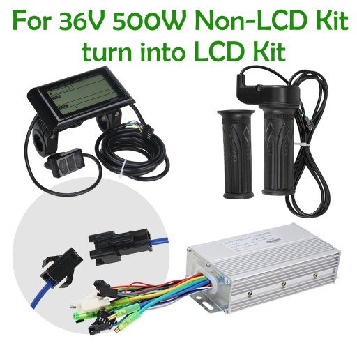 Voilamart Electric Bicycle Conversion Kit for None Speed displaying Type Change to LCD Display (36V 500w Twist Throttle)