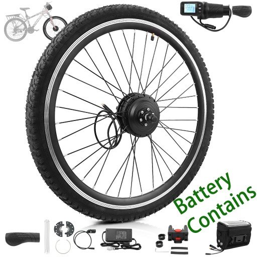 Voilamart 36V 26IN Electric Bicycle Front Hub Motor Wheel Conversion Kit \w Battery Pack for Turn Pedal Bike into Ebike