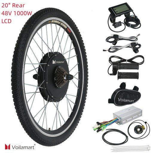 48V 1000W Electric Bike Conversion kit Ebike Hub Motor Bicycle E bike 20'' Rear