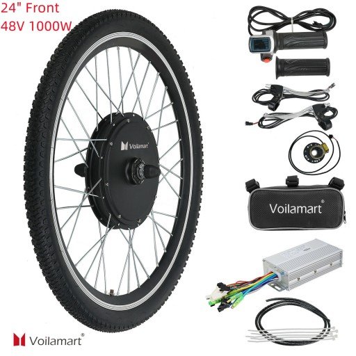 Voilamart 24IN Electric Bicycle 48V 1000W Front 100MM Hub Motor Wheel Conversion Kit 1KW Turn Pedal Bike into Ebike for adults (Battery Not Included)