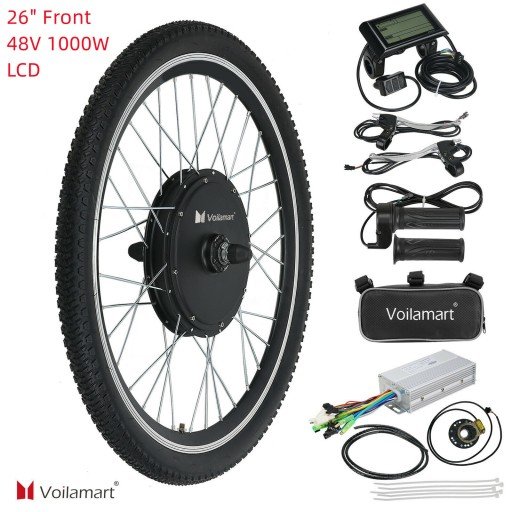 Voilamart 48V 1000W Front Electric Bike Conversion kit Ebike Hub Motor Bicycle E bike 26"