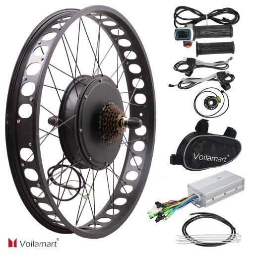 Voilamart 48V 1000W 26" Electric Bike Fat Tire Rear Wheel Bicycle Conversion Kit Hub Motor