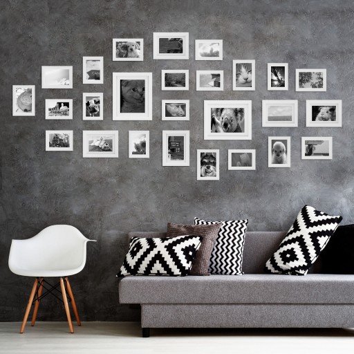 Voilamart Picture Frames Set of 26, Multi Pack Photo Frame Set Wall Gallery Kit - Display Two 8x10 in, Five 5x7 in, Seven 4x6 in, Twelve 3.5x5 in, with Wall Template and Hanging Hardware, White