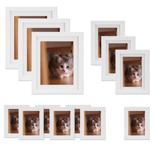 Voilamart Picture Frames Set of 23, Multi Pack Photo Frame Set Wall Gallery Kit - Display Three 6R 6x8 in, Nine 4R 4x6 in, Eleven 3R 3x5 in, with Wall Template and Hanging Hardware (23Pcs White) 