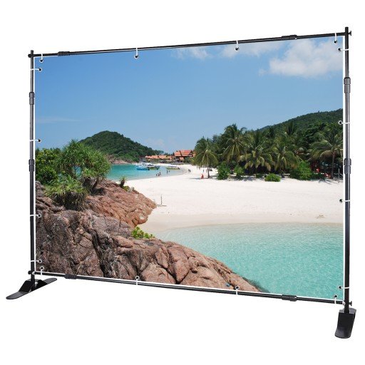 Voilamart Banner Stand 8' x 8' Adjustable Telescopic Display Backdrop Stand Step and Repeat for Trade Show, Photo Booth, Wall Exhibitor Background with Carrying Bag