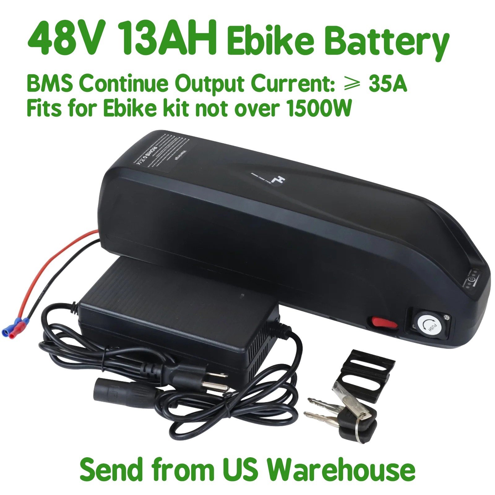48V 13Ah Lithium ion Ebike Battery For 1000W 1500W Electric Bicycle Motor  Bike