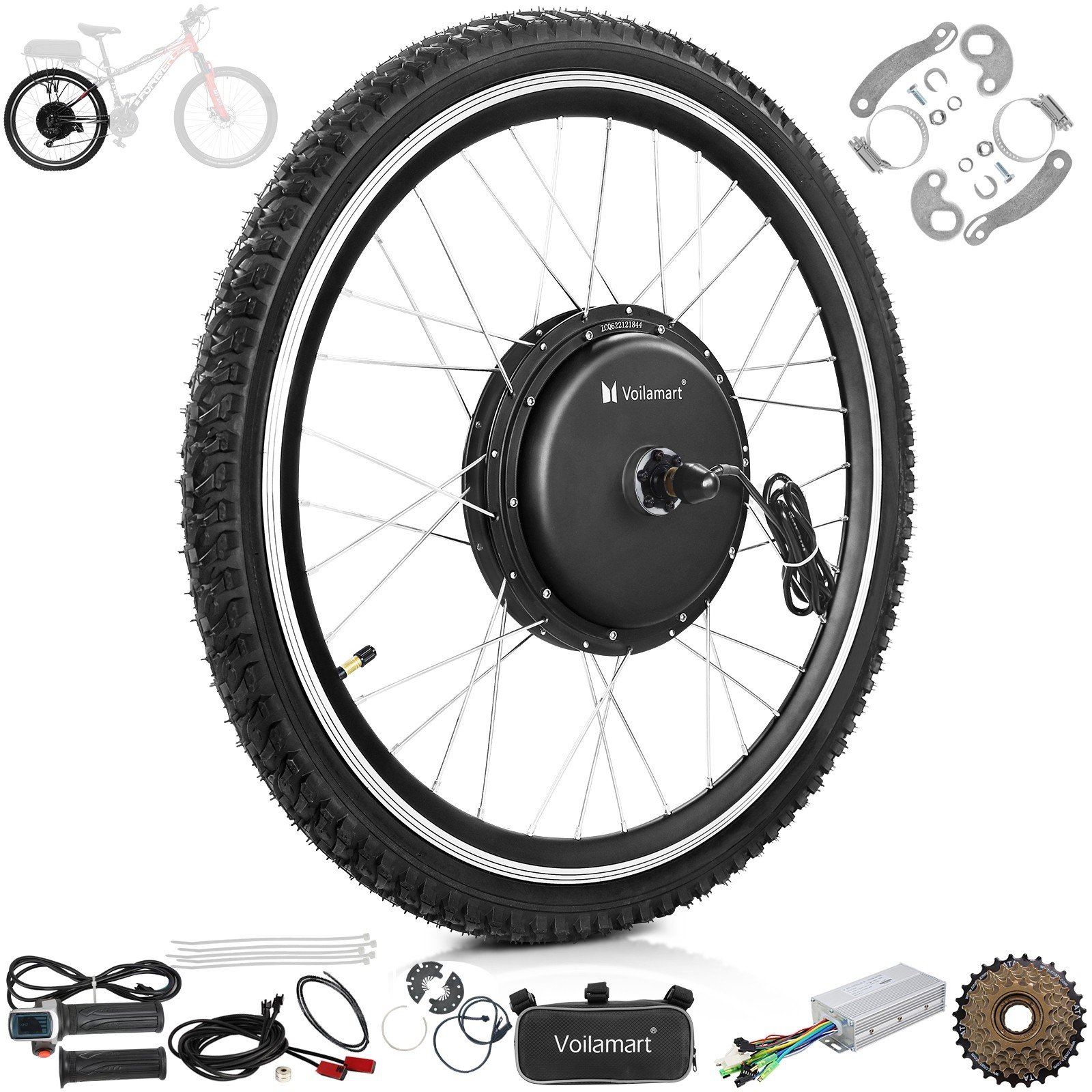 Voilamart 24IN Rear Wheel Electric Bicycle Conversion Kit, 48V 1500W E ...