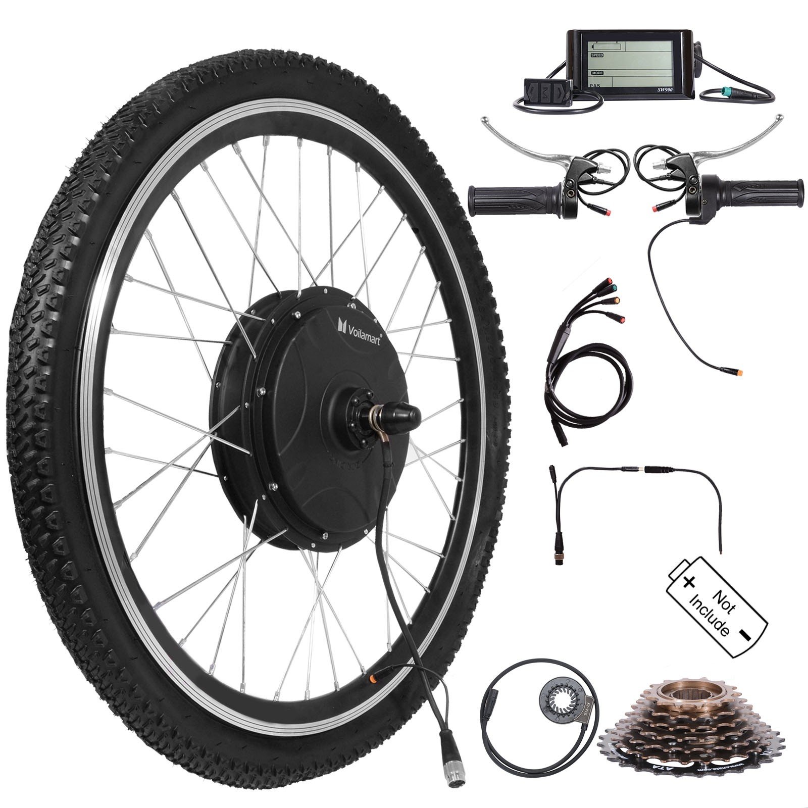 Programmable Depth Wheel Voilamart 20IN Rear Wheel Electric Bicycle Conversion Kit, 48V 1500W E ...