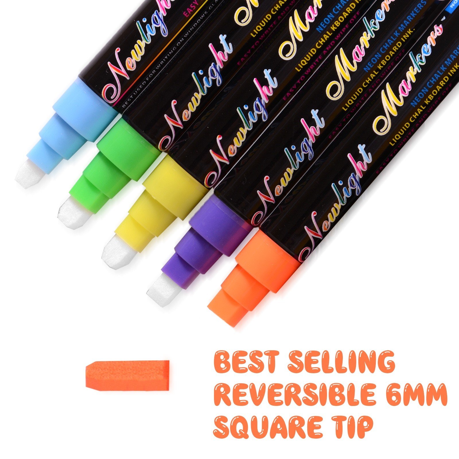 Wrea Neon Liquid Chalk Pen 8 Color 6mm Marker Blackboard Glass Window Menu, As Shown