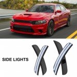 White LED Strip Front+Rear Smoked Side Marker Lights For 15-21 Dodge Charger