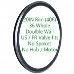 Voilamart 20IN 406 Bicycle Rim 36H Double Wall Aluminum, 0.75/0.98 IN Width, 1.18 IN Height, 36 Holes, Fits Mountain Bike Trike Tricycle with V-Brake Area, Schrader/American/Franch Valve fits (Inches, 20)