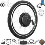 Voilamart 26" Waterproof Electric Bicycle Rear 135mm Hub Motor Wheel Conversion Kit 48V / 52V 1500W with LCD Display Meter IP65