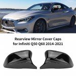 For Infiniti Q50 Q60 Gloss Black Rearview Mirror Cover Caps M3 Style 14~21