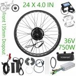 24 X 4.0 IN  36 Volt 750 Watt Front 135MM Hub Motor Wheel Kit