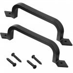 Voilamart 10" Door Pull Handle, Pack of 2 Gate Handle Solid Cast Iron for Gate Kitchen Furniture Cabinet Closet Drawer, Black