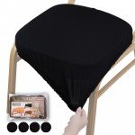 Voilamart Dining Chair Seat Covers Stretch Removable Washable Dining Chair Cover Slipcovers Soft Chair Protectors Chair Seat Cushion Slipcovers - Pack of 4, Black