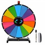 Voilamart 18" Tabletop Spinning Prize Wheel 12 Slots with Durable Plastic Base, Dry Erase, 2 Pointer, for Fortune Spin Game in Party Pub Trade Show Carnival