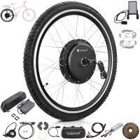 Voilamart 26" Waterproof Electric Bicycle Rear 135mm Hub Motor Wheel Conversion Kit 48V / 52V 1200W with LCD Display Meter IP65 With 16AH Battery