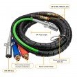 Voilamart 12Ft 3 in 1 ABS & Power Air Line Hose Wrap Set 7 Way Electrical Cable Assemblies wit Handle Grip for Semi Truck/Trailer/Tractor
