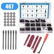 Voilamart 467 PCS Car Retainer Clips and Plastic Fasteners Kit - 19 Most Popular Sizes with Fastener Remover Push Pins Rivets Auto Door Trim Panel Clips Assortment Set Universal Fit for Ford Toyota