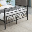Metal Full Size Bed Frame No Box Spring Needed with Slats Headboard Heavy Duty