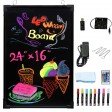 Voilamart LED Message Writing Board, 24" x 16" Flashing Illuminated Erasable Message Memo Notice Menu Sign Board with Remote Control, 8 Colors Fluorescent Pens 