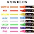 Voilamart Chalk Markers - Pack of 8 Erasable Liquid Pens, Upgrade Square Tip, Non Toxic Neon and White Color Chalkboard Pens, for LED Writing Board, Blackboard, Menu Board